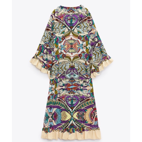 Zara Printed Midi Dress Size Medium - Picture 9 of 11